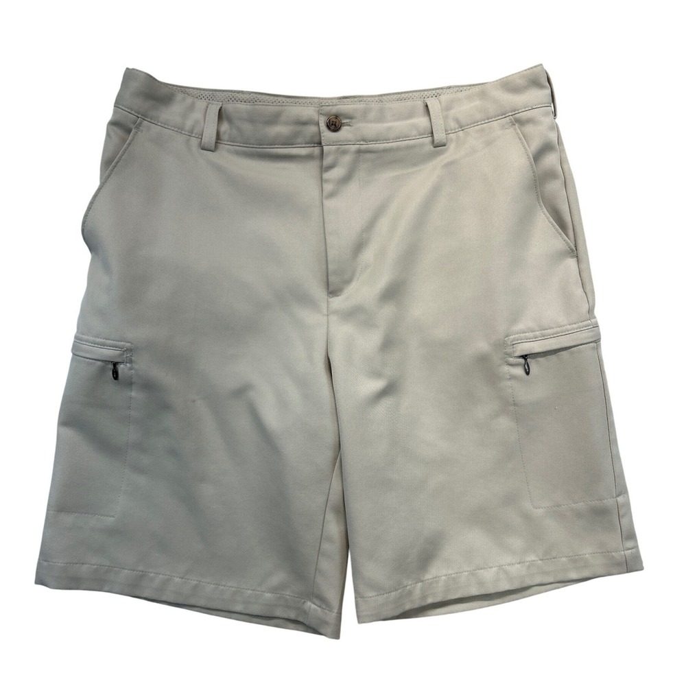 IZOD Golf‎ Shorts Mens 34 Tan Classic Cargo Performance Zipper Pockets Utility